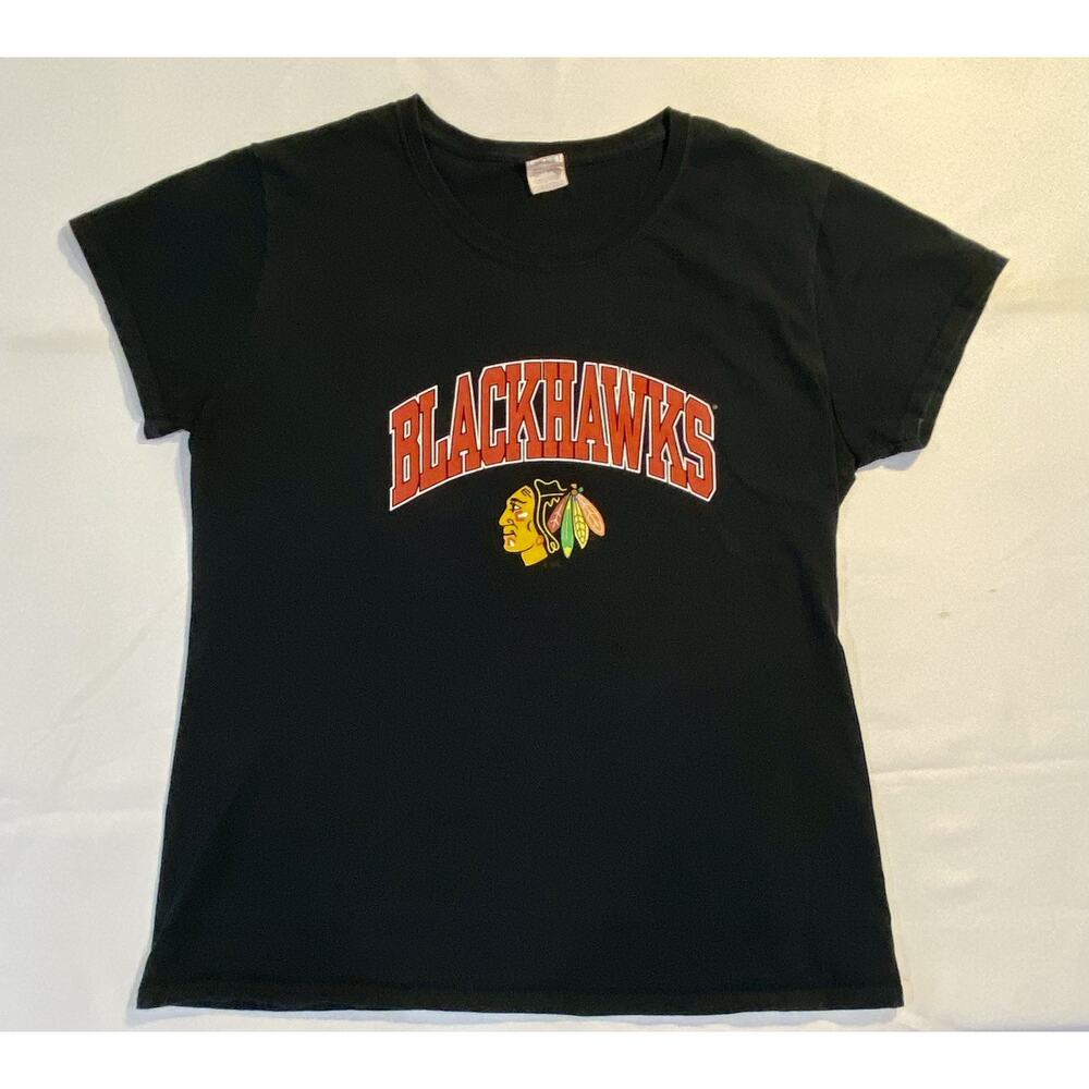 Chicago Blackhawks NHL Vintage Team Logo Extra Large T-Shirt *Gildan XL Black